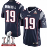 Youth Nike New England Patriots #19 Malcolm Mitchell Elite Navy Blue Team Color Super Bowl LI 51 NFL Jersey
