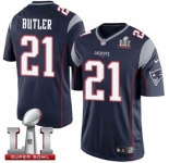 Youth Nike New England Patriots #21 Malcolm Butler Limited Navy Blue Team Color Super Bowl LI 51 NFL Jersey