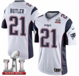 Youth Nike New England Patriots #21 Malcolm Butler Limited White Super Bowl LI 51 NFL Jersey