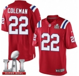 Youth Nike New England Patriots #22 Justin Coleman Elite Red Alternate Super Bowl LI 51 NFL Jersey