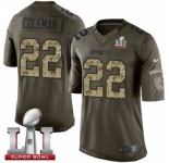 Youth Nike New England Patriots #22 Justin Coleman Limited Green Salute to Service Super Bowl LI 51 NFL Jersey