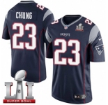 Youth Nike New England Patriots #23 Patrick Chung Elite Navy Blue Team Color Super Bowl LI 51 NFL Jersey