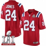 Youth Nike New England Patriots #24 Cyrus Jones Elite Red Alternate Super Bowl LI 51 NFL Jersey