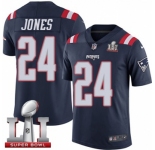Youth Nike New England Patriots #24 Cyrus Jones Limited Navy Blue Rush Super Bowl LI 51 NFL Jersey