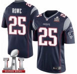 Youth Nike New England Patriots #25 Eric Rowe Elite Navy Blue Team Color Super Bowl LI 51 NFL Jersey