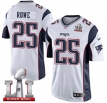 Youth Nike New England Patriots #25 Eric Rowe Elite White Super Bowl LI 51 NFL Jersey