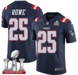 Youth Nike New England Patriots #25 Eric Rowe Limited Navy Blue Rush Super Bowl LI 51 NFL Jersey