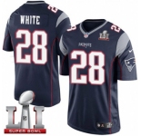 Youth Nike New England Patriots #28 James White Elite Navy Blue Team Color Super Bowl LI 51 NFL Jersey
