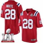 Youth Nike New England Patriots #28 James White Elite Red Alternate Super Bowl LI 51 NFL Jersey