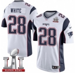Youth Nike New England Patriots #28 James White Elite White Super Bowl LI 51 NFL Jersey