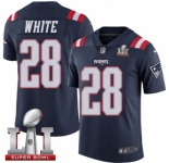 Youth Nike New England Patriots #28 James White Limited Navy Blue Rush Super Bowl LI 51 NFL Jersey