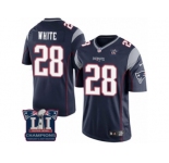 Youth Nike New England Patriots #28 James White Navy Blue Team Color Super Bowl LI Champions NFL Jersey