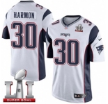 Youth Nike New England Patriots #30 Duron Harmon Elite White Super Bowl LI 51 NFL Jersey