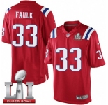 Youth Nike New England Patriots #33 Kevin Faulk Elite Red Alternate Super Bowl LI 51 NFL Jersey