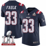 Youth Nike New England Patriots #33 Kevin Faulk Limited Navy Blue Rush Super Bowl LI 51 NFL Jersey