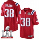 Youth Nike New England Patriots #38 Brandon Bolden Elite Red Alternate Super Bowl LI 51 NFL Jersey