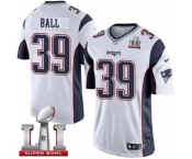 Youth Nike New England Patriots #39 Montee Ball Elite White Super Bowl LI 51 NFL Jersey