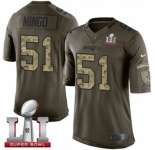 Youth Nike New England Patriots #51 Barkevious Mingo Limited Green Salute to Service Super Bowl LI 51 NFL Jersey