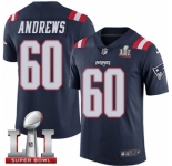 Youth Nike New England Patriots #60 David Andrews Limited Navy Blue Rush Super Bowl LI 51 NFL Jersey