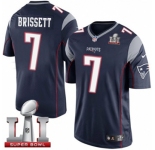 Youth Nike New England Patriots #7 Jacoby Brissett Elite Navy Blue Team Color Super Bowl LI 51 NFL Jersey