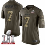 Youth Nike New England Patriots #7 Jacoby Brissett Limited Green Salute to Service Super Bowl LI 51 NFL Jersey
