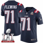 Youth Nike New England Patriots #71 Cameron Fleming Limited Navy Blue Rush Super Bowl LI 51 NFL Jersey