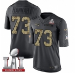Youth Nike New England Patriots #73 John Hannah Limited Black 2016 Salute to Service Super Bowl LI 51 NFL Jersey