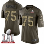 Youth Nike New England Patriots #75 Ted Karras Limited Green Salute to Service Super Bowl LI 51 NFL Jersey