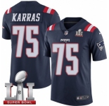 Youth Nike New England Patriots #75 Ted Karras Limited Navy Blue Rush Super Bowl LI 51 NFL Jersey