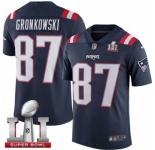 Youth Nike New England Patriots #87 Rob Gronkowski Limited Navy Blue Rush Super Bowl LI 51 NFL Jersey