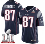 Youth Nike New England Patriots #87 Rob Gronkowski Limited Navy Blue Team Color Super Bowl LI 51 NFL Jersey