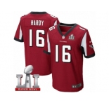 Men's Nike Atlanta Falcons #16 Justin Hardy Elite Red Team Color Super Bowl LI 51 NFL Jersey
