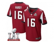 Men's Nike Atlanta Falcons #16 Justin Hardy Elite Red Team Color Super Bowl LI 51 NFL Jersey