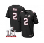 Men's Nike Atlanta Falcons #2 Matt Ryan Elite Black Alternate Super Bowl LI 51 NFL Jersey