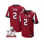 Men's Nike Atlanta Falcons #2 Matt Ryan Elite Red Team Color Super Bowl LI 51 NFL Jersey