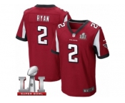 Men's Nike Atlanta Falcons #2 Matt Ryan Elite Red Team Color Super Bowl LI 51 NFL Jersey