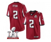 Men's Nike Atlanta Falcons #2 Matt Ryan Limited Red Team Color Super Bowl LI 51 NFL Jersey