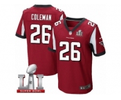Men's Nike Atlanta Falcons #26 Tevin Coleman Elite Red Team Color Super Bowl LI 51 NFL Jersey