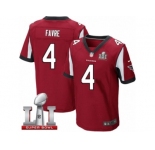 Men's Nike Atlanta Falcons #4 Brett Favre Elite Red Team Color Super Bowl LI 51 NFL Jersey