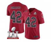 Men's Nike Atlanta Falcons #42 Patrick DiMarco Limited Red Rush Super Bowl LI 51 NFL Jersey