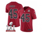 Men's Nike Atlanta Falcons #45 Deion Jones Limited Red Rush Super Bowl LI 51 NFL Jersey