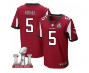 Men's Nike Atlanta Falcons #5 Matt Bosher Elite Red Team Color Super Bowl LI 51 NFL Jersey