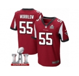 Men's Nike Atlanta Falcons #55 Paul Worrilow Elite Red Team Color Super Bowl LI 51 NFL Jersey