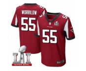Men's Nike Atlanta Falcons #55 Paul Worrilow Elite Red Team Color Super Bowl LI 51 NFL Jersey
