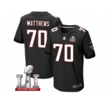 Men's Nike Atlanta Falcons #70 Jake Matthews Elite Black Alternate Super Bowl LI 51 NFL Jersey