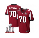 Men's Nike Atlanta Falcons #70 Jake Matthews Elite Red Team Color Super Bowl LI 51 NFL Jersey