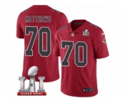 Men's Nike Atlanta Falcons #70 Jake Matthews Limited Red Rush Super Bowl LI 51 NFL Jersey