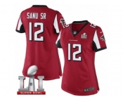 Women's Nike Atlanta Falcons #12 Mohamed Sanu Limited Red Team Color Super Bowl LI 51 NFL Jersey