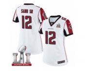 Women's Nike Atlanta Falcons #12 Mohamed Sanu Limited White Super Bowl LI 51 NFL Jersey