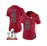 Women's Nike Atlanta Falcons #2 Matt Ryan Limited Red Rush Super Bowl LI 51 NFL Jersey